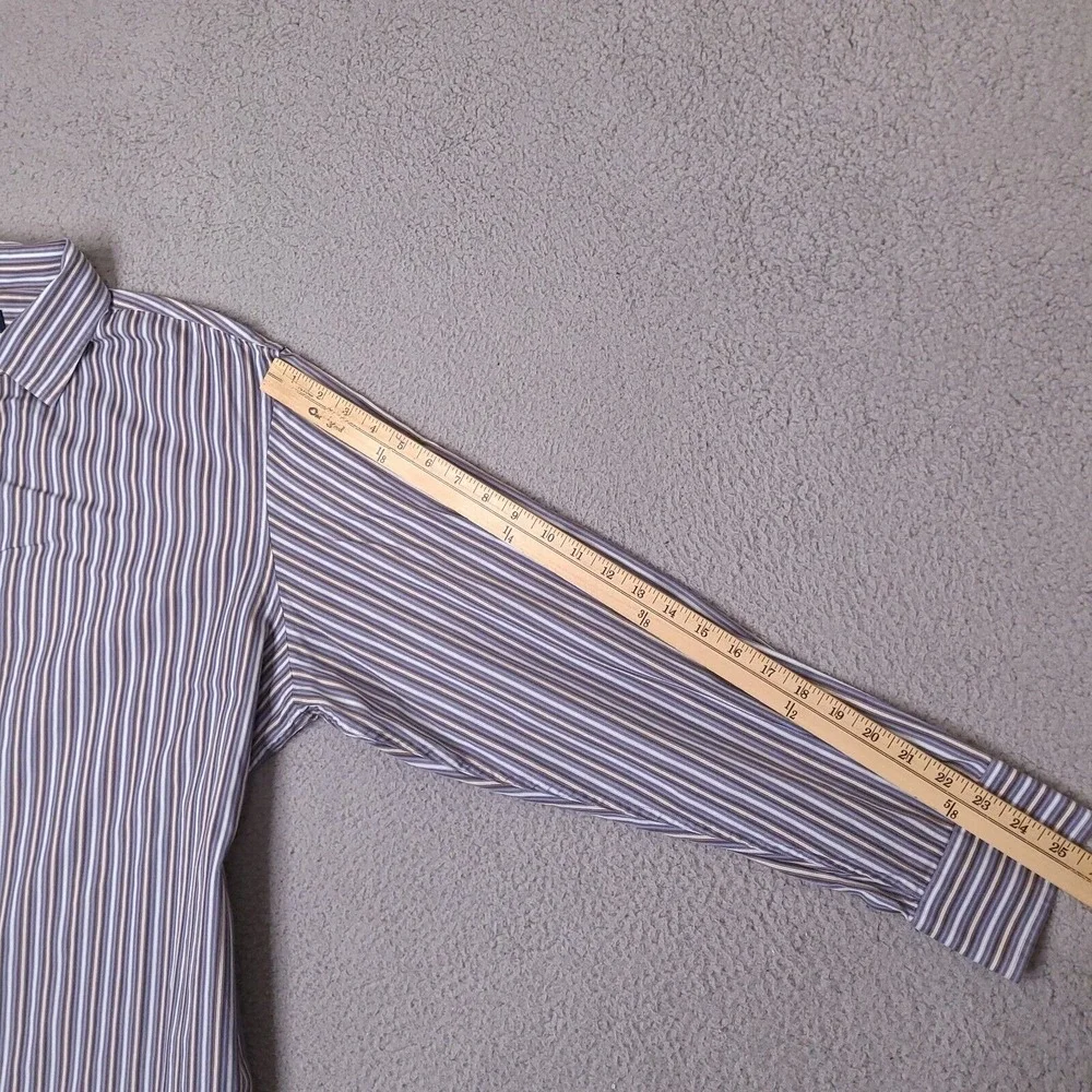 Banana‎ Republic Shirt Mens XL 17-17.5 Blue Striped Long Sleeve Button Up